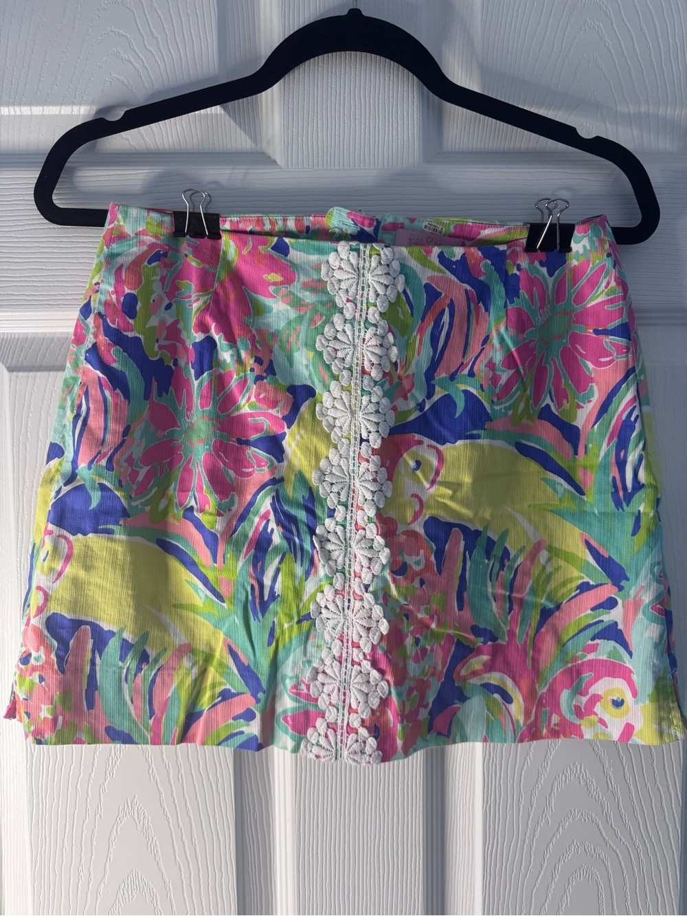 Lilly Pulitzer Pastel Floral Lace-Trim Mini Skirt